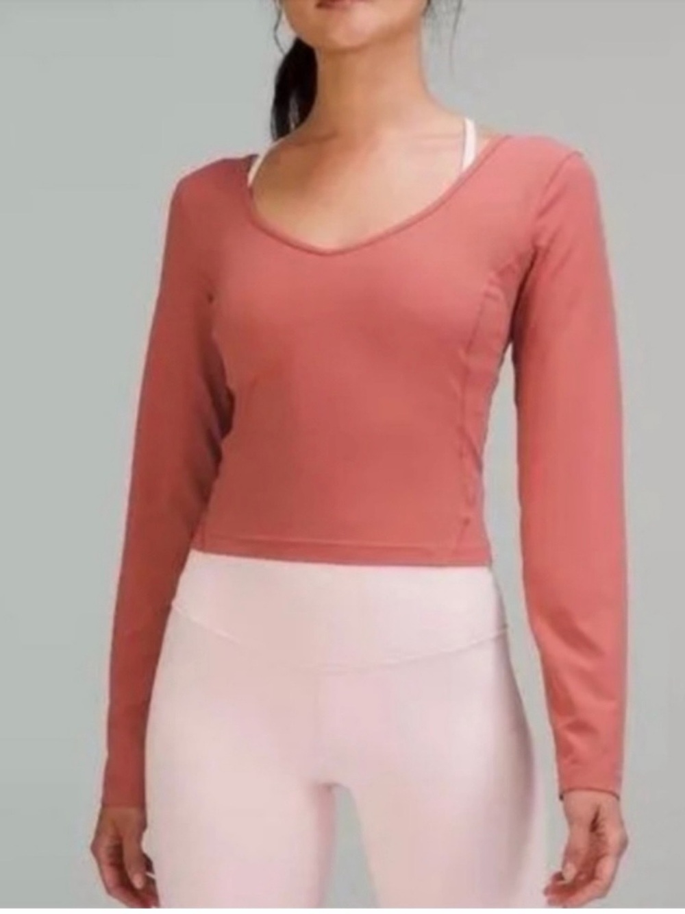 Lululemon align briar rose Long Sleeve Cropped V-Neck Top
